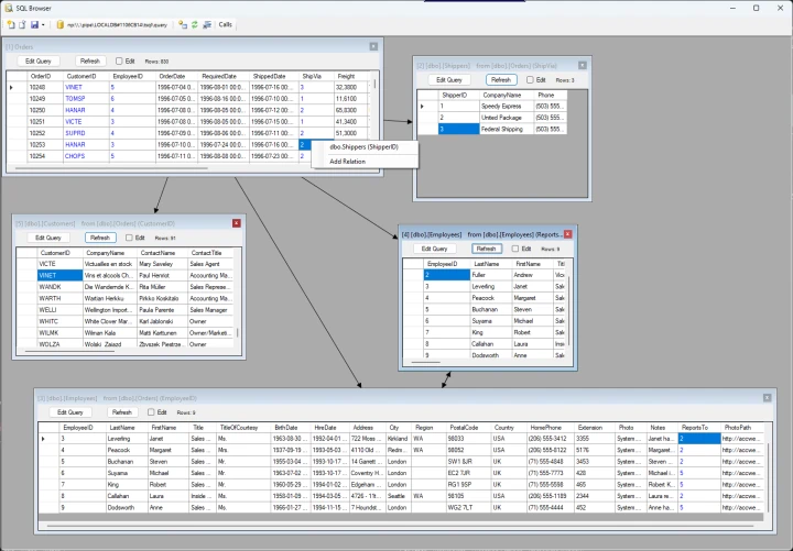 SQL Browser - Browse data screenshot