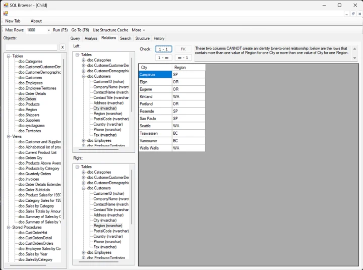 SQL Browser - Validate new relation screenshot